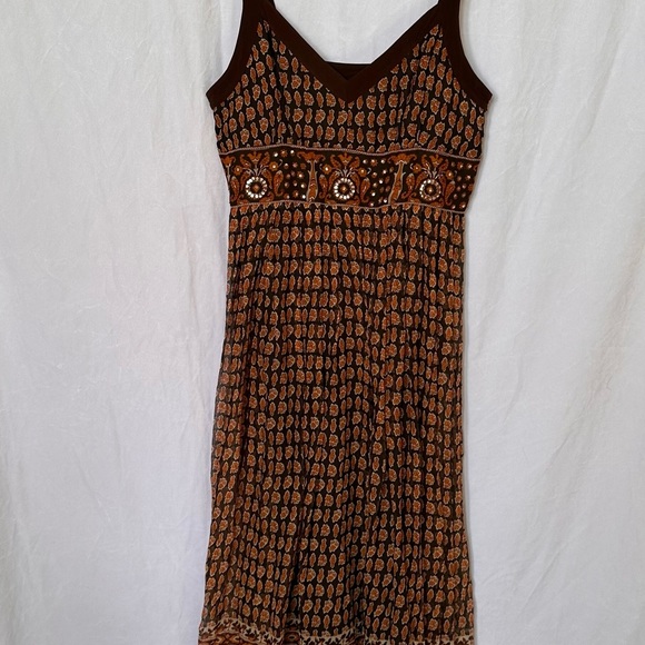 Signature By Robbie Bee women flowery Maxi dress brown orange size 16 - Picture 10 of 10